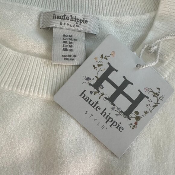 Haute Hippie White Sweater with Red and Pink Boot Design, Medium - Picture 3 of 7